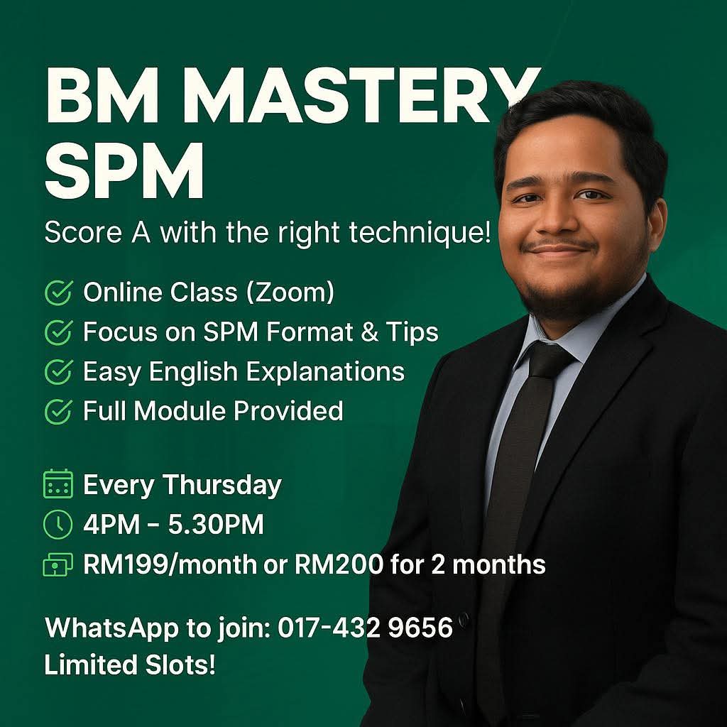 BM Mastery SPM - kelas dalam talian setiap Khamis